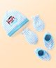 Babyhug 100% Cotton Interlock Knit Cap Mitten & Booties with Text  Print - Sky Blue