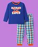Pine Kids Single Jersey Knit Full Sleeves Night Suit with Checks & Ultimate Gamer  Print - Navy