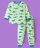 Pine Kids Single Jersey Knit Full Sleeves Night Suit with Whale Print - Light Green