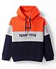 Smarty Boys Fleece Knit Full Sleeves Hooded Sweatshirt with Text Print  - Orange