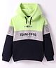 Smarty Boys Fleece Knit Full Sleeves Hooded Sweatshirt with Text Print  - Light Green