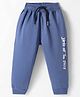 Smarty Boys Looper Knit Full Length Text Printed Fleece Trackpant - Royal Blue