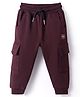 Smarty Boys Looper Knit Full Length Text Patch Detailing Lounge Pant With Cargo Pockets - Wine