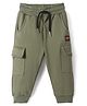 Smarty Boys Looper Knit Full Length Text Patch Detailing Lounge Pant With Cargo Pockets - Olive Green