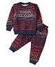 Smarty Boys 100% Cotton Looper Knit Full Sleeves T-Shirt & Lounge Pants Co-Ord Set With Text Print - Red & Navy