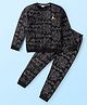 Smarty Boys Premium Stretch Fleece Full Sleeves Co-ords Winter Night Suit with Text Print & Pocket - Black
