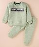 Smarty Boys Fleece Knit Full Sleeves Winter Wear Co-Ord Set With Text Print - Light Green