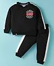Smarty Boys Premium Stretch Fleece Knit Full Sleeves Winter Wear Text Print T-Shirt & Joggers Co-Ord Set - Black
