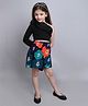 Taffykids One Shoulder Ruffle Detail Solid Crop Top With Floral Printed Skirt - Multi Colour