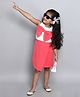 Taffykids Sleeveless Color Blocked Bow Design Dress - White & Coral