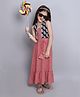 Taffykids Sleeveless Floral Design Tiered Dress With Paisley Printed Jacket - Red & Black