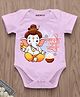 KNITROOT Ganesh Chaturthi Theme Half Sleeves Ganpati Bappa Mourya Text Printed Onesie - Pink