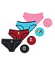 F&S Pack Of 4 Teddy & Fish Printed Panties - Black Maroon Blue Pink