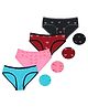 F&S Pack Of 4 Hearts & Floral  Printed Panties - Blue Pink Maroon Black