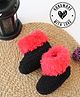 Woonie Crochet Faux Fur Booties - Black & pink