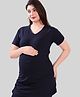 TUMMY Half Sleeves Solid Maternity Tee - Blue