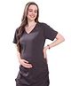 TUMMY Half Sleeves Solid Maternity Tee - Grey