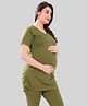 TUMMY Half Sleeves Solid Maternity Tee - Green