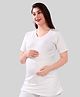 TUMMY Half Sleeves Solid Maternity Tee - White