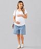 TUMMY Half Sleeves Solid Maternity Tee - White