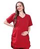 TUMMY Half Sleeves Solid Maternity Tee - Red