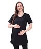 TUMMY Half Sleeves Solid Maternity Tee - Black