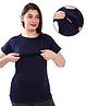 TUMMY Half Sleeves Solid Maternity Nursing Pull On Top With Nursing Access - Black