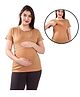TUMMY Half Sleeves Solid Maternity Nursing Pull On Top With Nursing Access - Beige