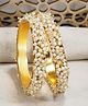 Zindura Gold Plated Pearl Beaded Kada Bangles For Girls and Women Cream- 2.4