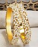 Zindura Gold Plated Pearl Beaded Kada Bangles For Girls and Women Cream- 2.10