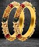 Zindura Gold Plated Pearl Beaded Kada Bangles For Girls and Women Multi Color- 2.8