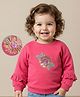 Babyoye Cotton Knit Full Sleeves Sweatshirt With Sequinned Floral Design - Dark Pink