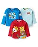 Babyhug Cotton Knit Full Sleeves T-Shirts with Text & Animal Prints Pack of 3 - Light Blue Red & Blue