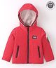 Ruff Woven Full Sleeves Padded Hooded Jacket with Zipper & Pocket Detailing - Red