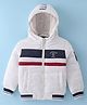 Ruff Woven Full Sleeves Padded Hooded Jacket with Text Print & Pocket Detailing - White