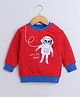 BUMZEE Cotton Looper Full Sleeves Astronaut Printed Sweatshirt - Red