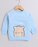 BUMZEE Cotton Looper Full Sleeves Bear Printed Sweatshirt - Sky Blue