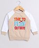 BUMZEE Cotton Looper Full Sleeves Text Printed Sweatshirt - Beige & White