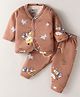 Bodycare Interlock Knit Full Sleeves Night Suit With Animal & Star Print - Light Brown
