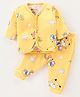 Bodycare Interlock Knit Full Sleeves Front Open Night Suit With Animals Print - Yellow