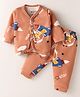 Bodycare Interlock Knit Full Sleeves Giraffe Printed Night Suit - Dark Peach