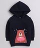 BUMZEE Full Sleeves Bear Embroidered Hooded Sweatshirt - Navy Blue