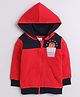 BUMZEE Cotton Fleece Full Sleeves Basketball Printed Hooded Sweat Jacket - Navy Blue & Red