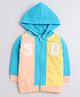 BUMZEE Cotton Looper Full Sleeves Numbers Embroidered Colour Blocked Hooded Sweat Jacket - Multi Colour