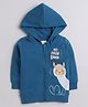BUMZEE Looper Full Sleeves Animal  Printed Hooded Sweat Jacket - Teal Blue