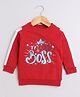 BUMZEE Cotton Looper Full Sleeves Text Printed Sweatshirt - Red