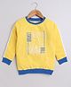 BUMZEE Looper Full Sleeves Basketball Text Printed Sweatshirt - Yellow