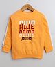 BUMZEE Looper Full Sleeves Awesome Text Printed Sweatshirt - Orange