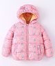 Kookie Kids Full Sleeves Padded Hooded Jacket with Unicorn Print - Pink