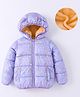 Kookie Kids Full Sleeves Padded Hooded Jacket with Unicorn Print - Lilac